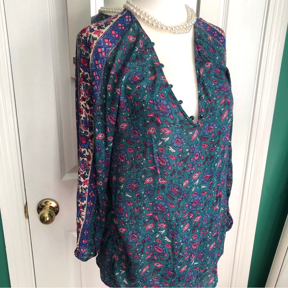 Lucky Brand teal floral top small - Picture 7 of 8